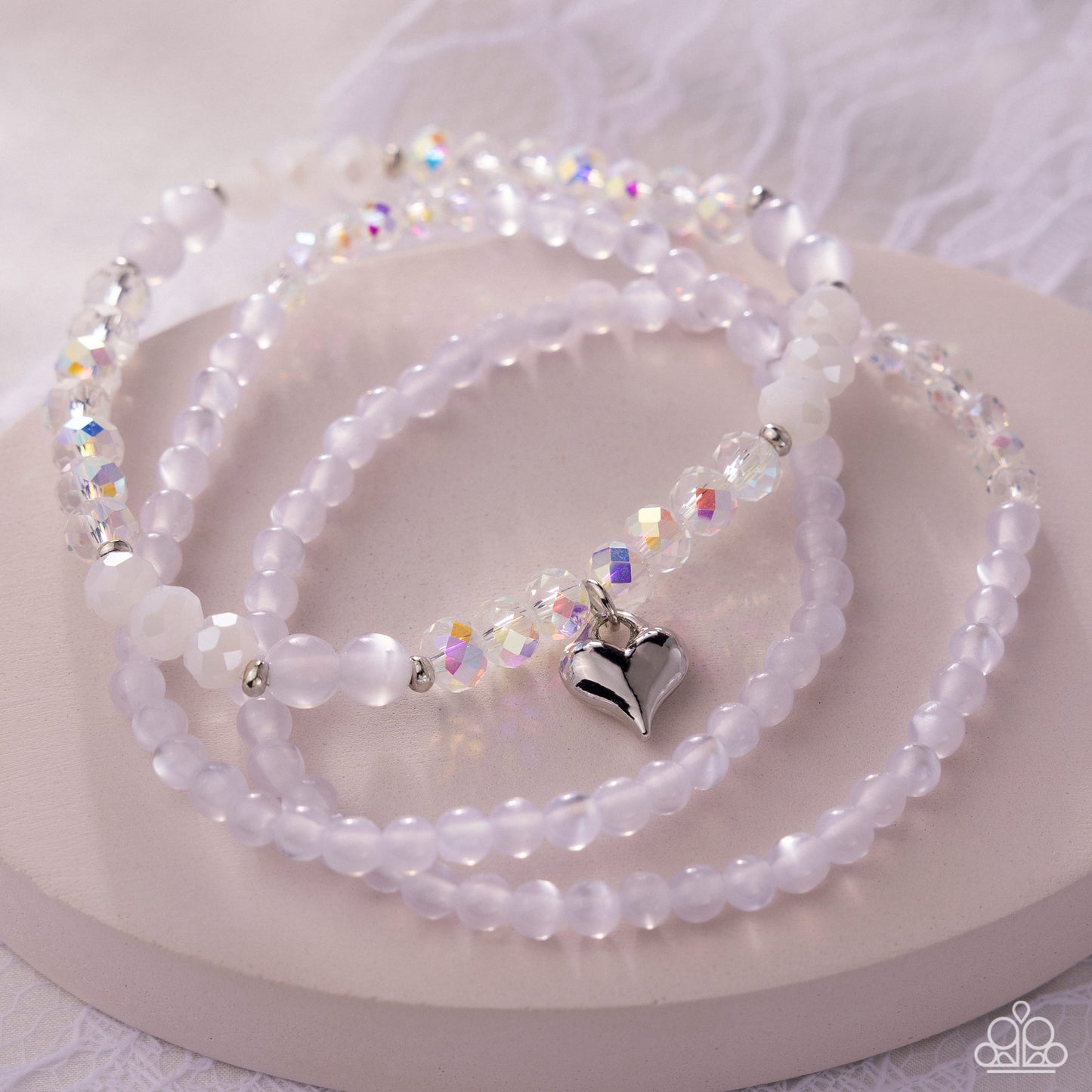 Flirtatious Facets - white - Paparazzi bracelet