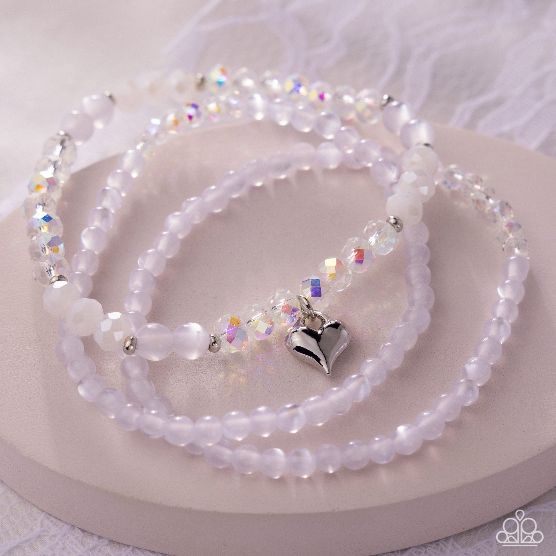 Flirtatious Facets - white - Paparazzi bracelet