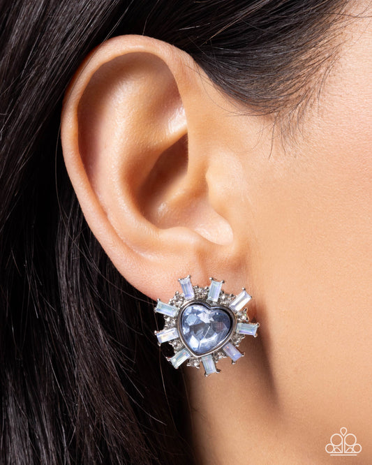 Flirty Feature - blue - Paparazzi earrings