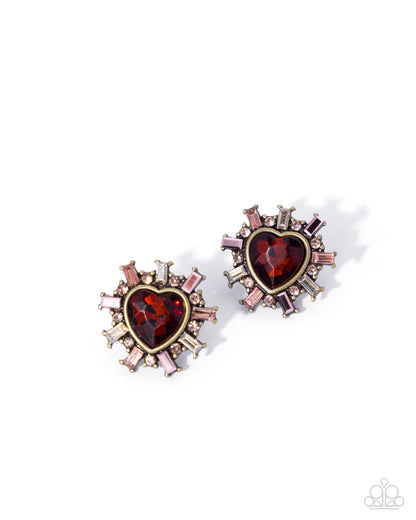 Flirty Feature - brass - Paparazzi earrings