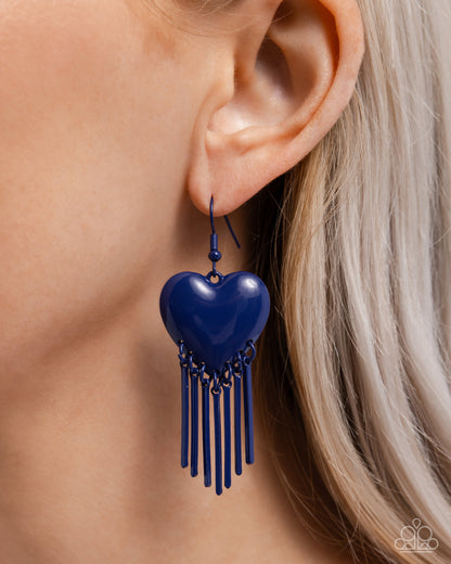 Flirty Fringe - blue - Paparazzi earrings