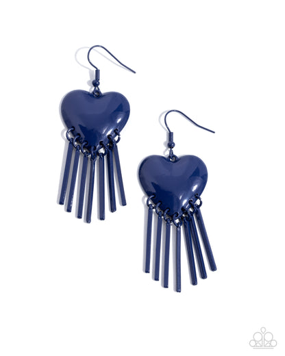 Flirty Fringe - blue - Paparazzi earrings