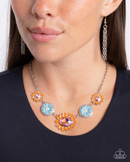 Floral Facade - orange - Paparazzi necklace