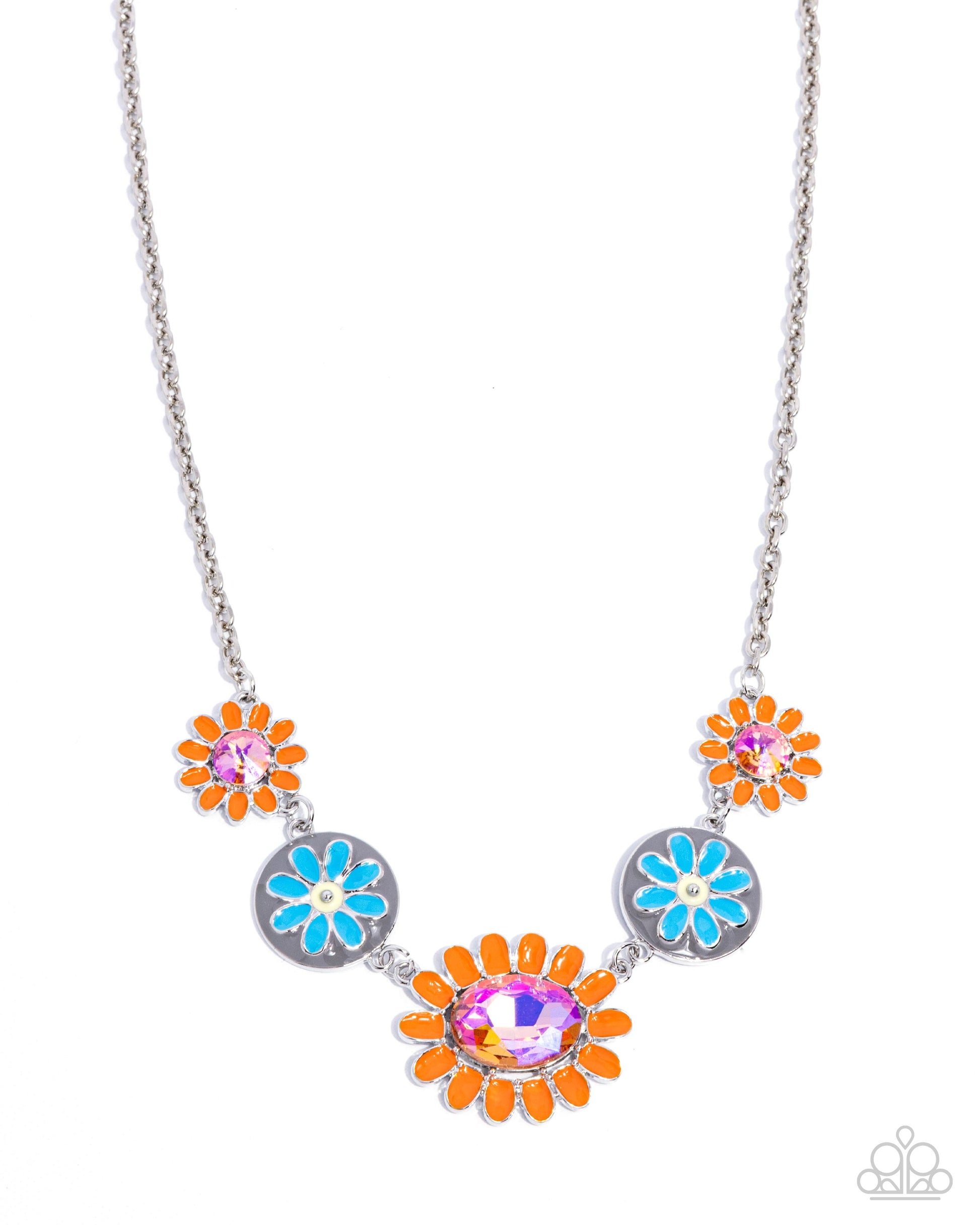 Floral Facade - orange - Paparazzi necklace