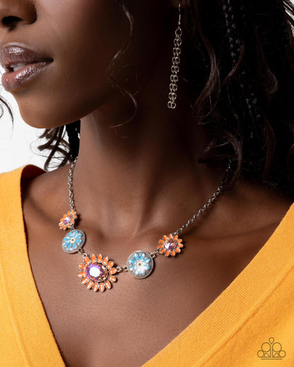 Floral Facade - orange - Paparazzi necklace