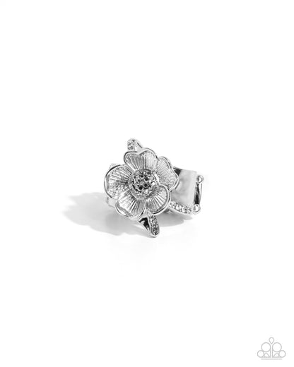 Floral Fact - silver - Paparazzi ring