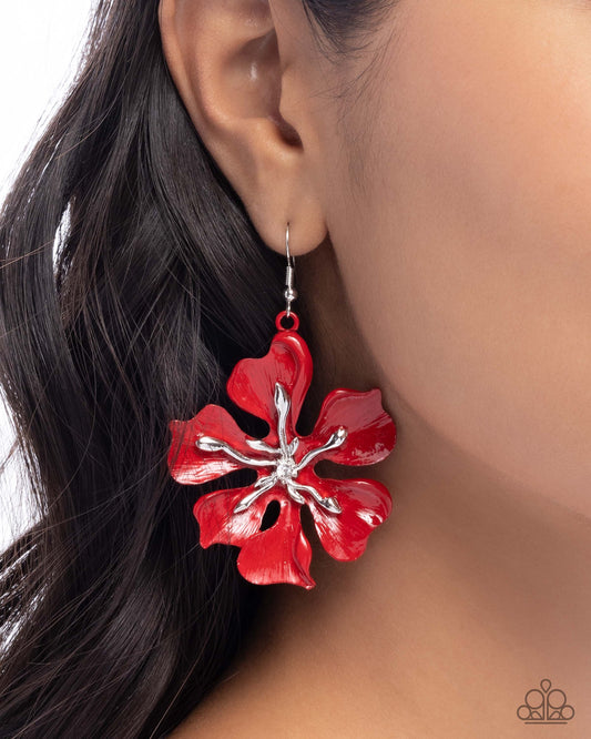 Floral Faction - red - Paparazzi earrings