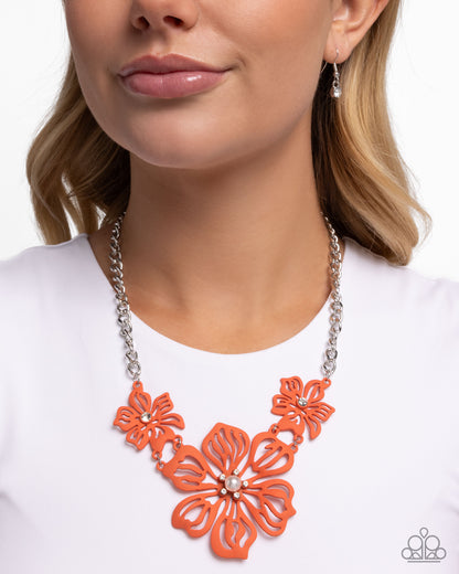 Floral Fandom - orange -  Paparazzi necklace