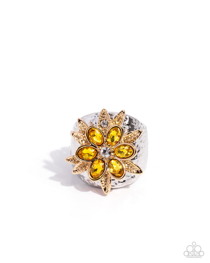 Floral Fermata - yellow - Paparazzi ring