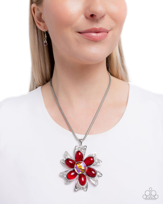 Floral Figurehead - red - Paparazzi necklace