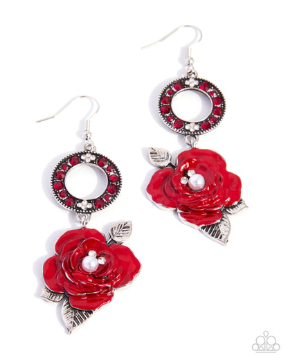 Floral Flare - red - Paparazzi earrings