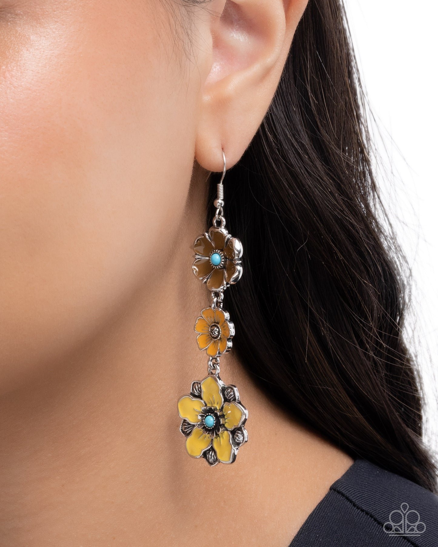 Floral Flock - yellow - Paparazzi earrings