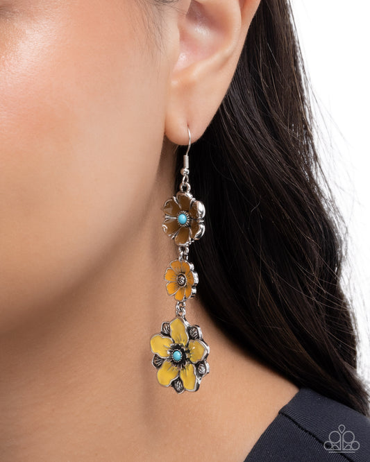 Floral Flock - yellow - Paparazzi earrings