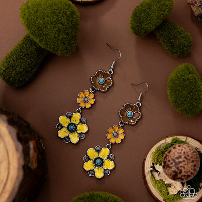 Floral Flock - yellow - Paparazzi earrings