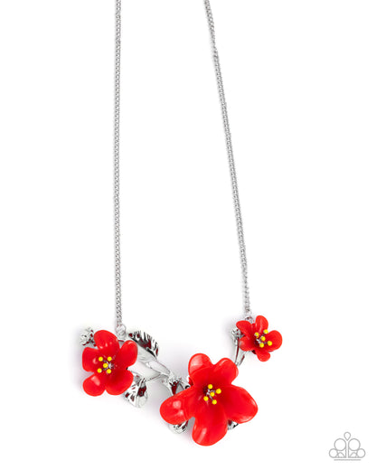 Floral Forecast - red - Paparazzi necklace