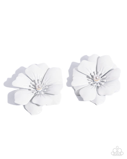 Floral Fortitude - white - Paparazzi earrings