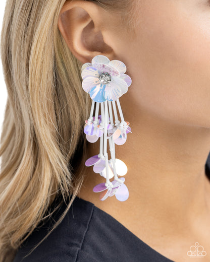 Floral Future - white - Paparazzi earrings