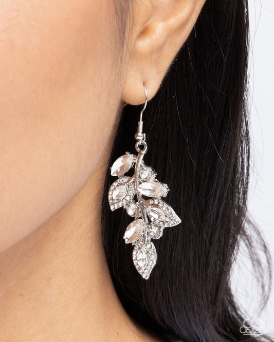 Flourishing Feature - white - Paparazzi earrings