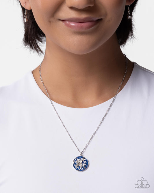 Flourishing Frame - blue - Paparazzi necklace