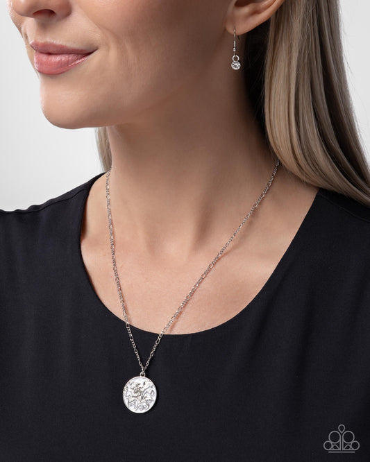 Flourishing Frame - white - Paparazzi necklace