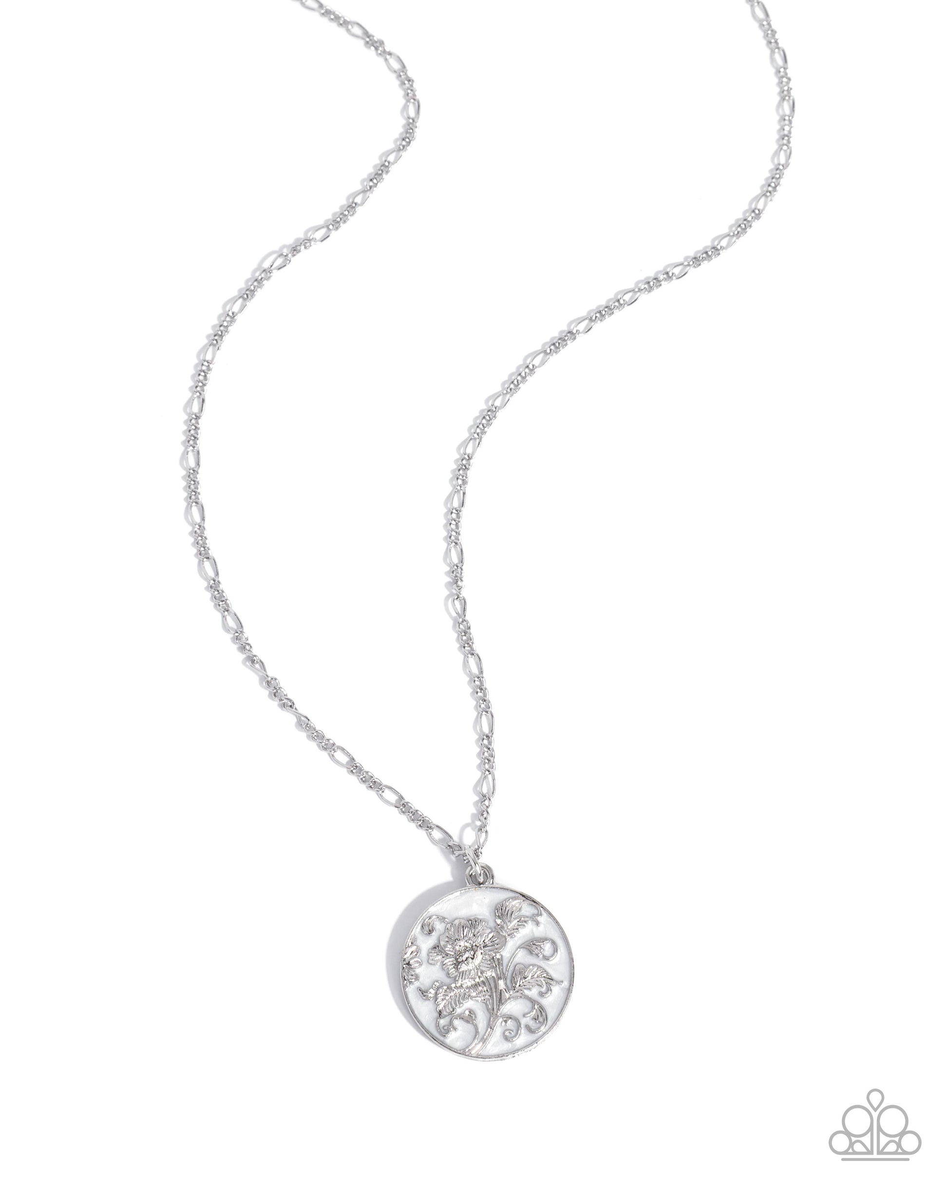 Flourishing Frame - white - Paparazzi necklace