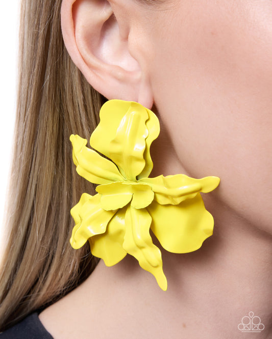 Flourishing Freestyle - yellow - Paparazzi earrings