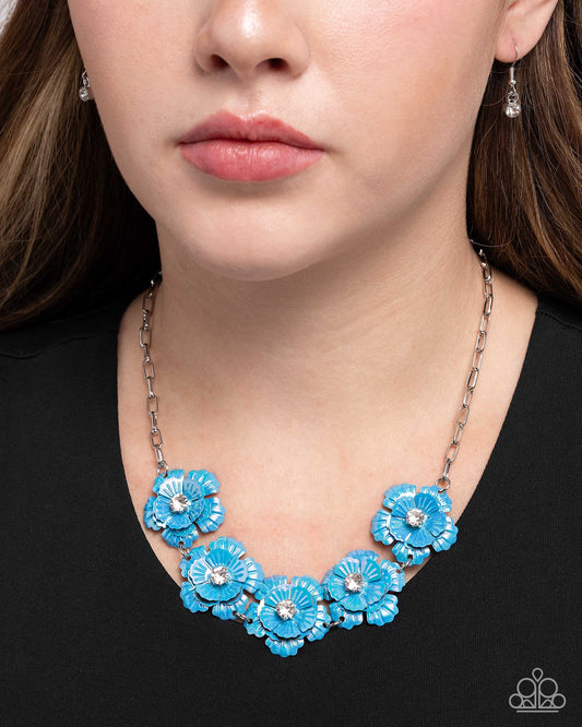 Flower Chain - blue - Paparazzi necklace