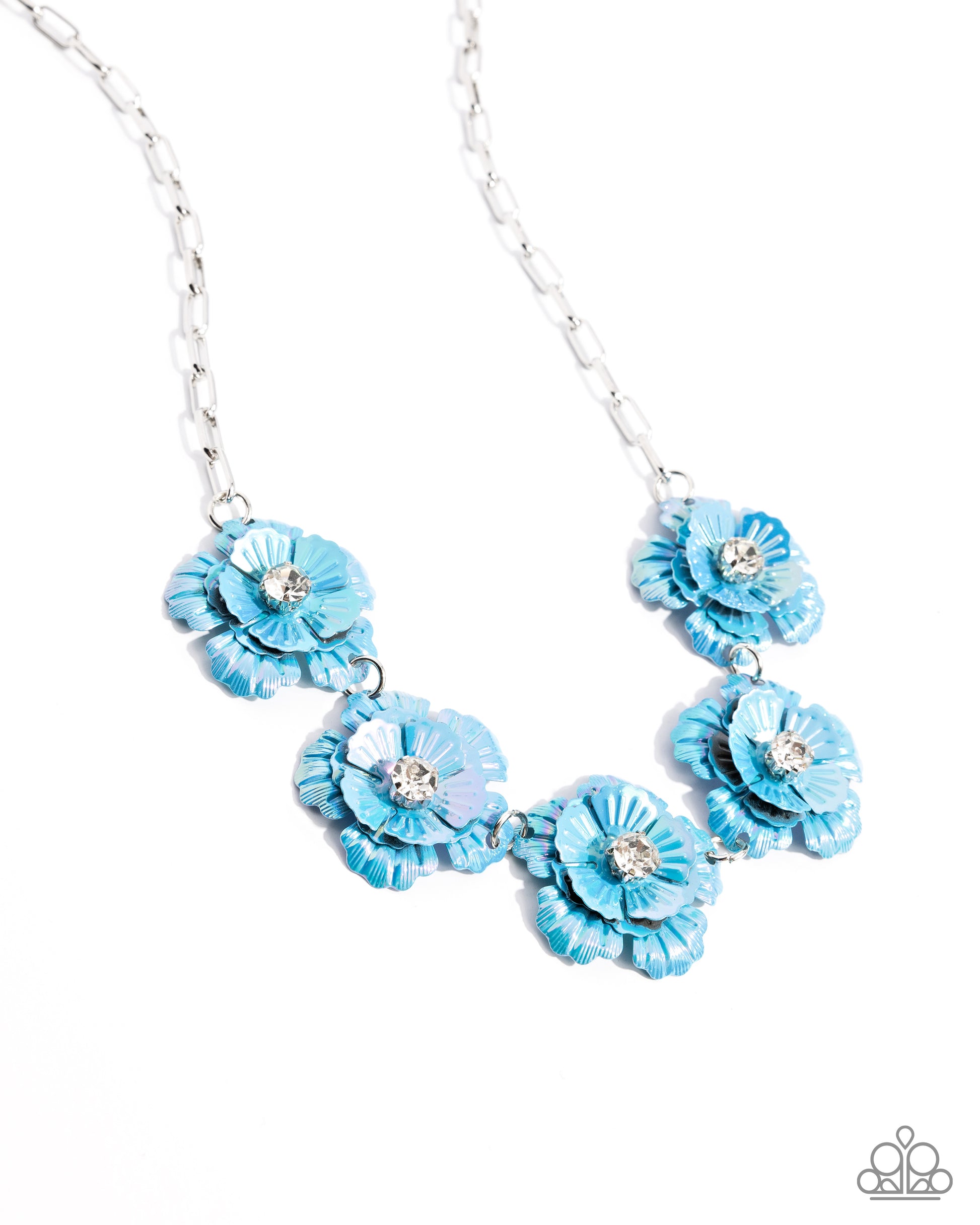 Flower Chain - blue - Paparazzi necklace