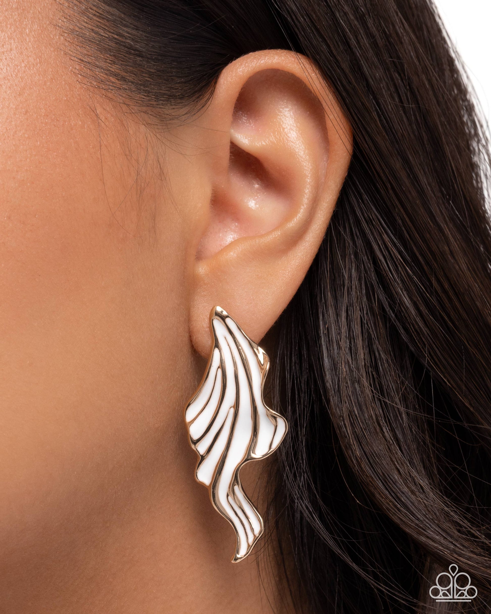 Fluid Fashion - white - Paparazzi earrings
