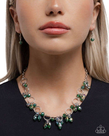 Fluttering Fanfare - green - Paparazzi necklace
