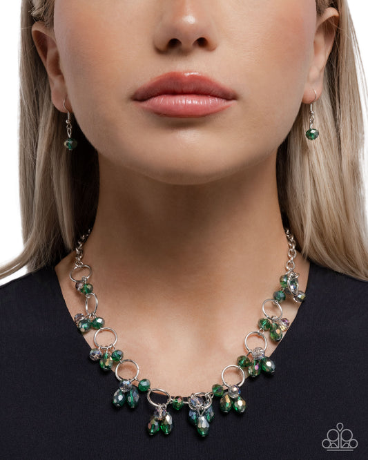 Fluttering Fanfare - green - Paparazzi necklace