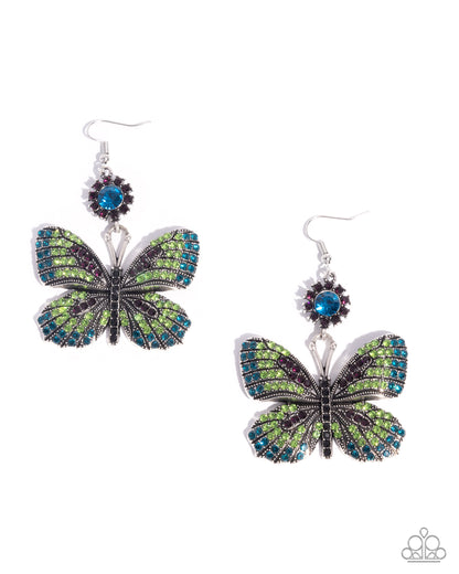 Fluttering Feature - green - Paparazzi earrings