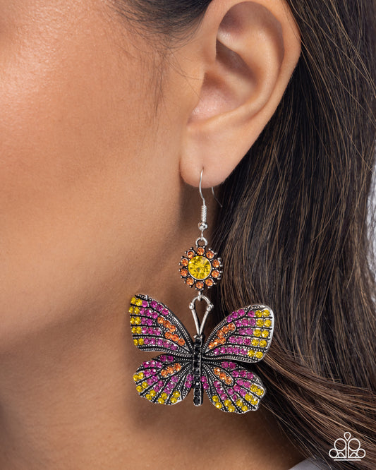 Fluttering Feature - orange - Paparazzi earrings