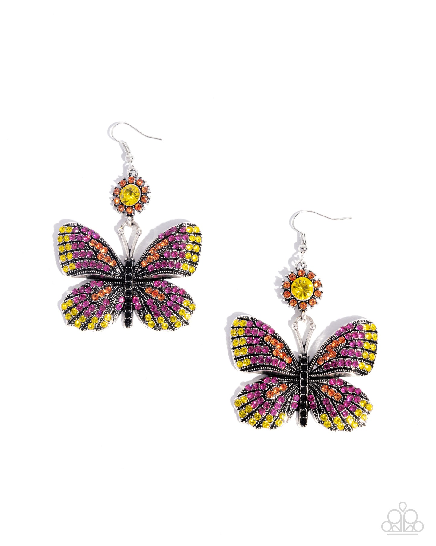 Fluttering Feature - orange - Paparazzi earrings