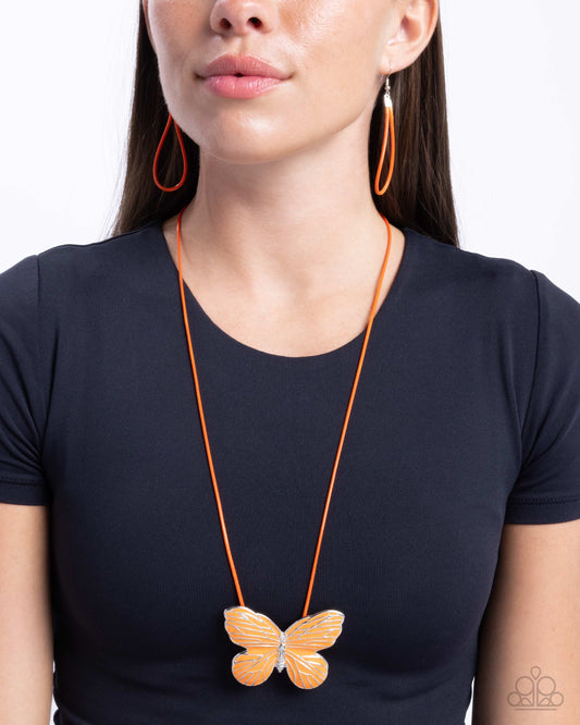 Fluttering Fervor - orange - Paparazzi necklace