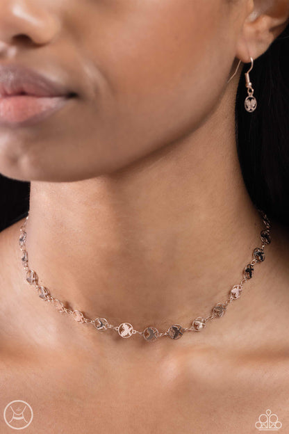 Fluttering Festival - rose gold - Paparazzi necklace
