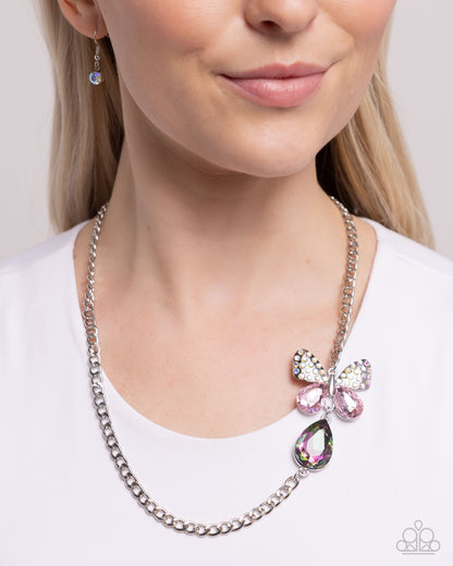 Fluttering Finesse - pink - Paparazzi necklace