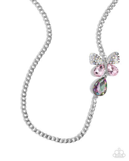 Fluttering Finesse - pink - Paparazzi necklace