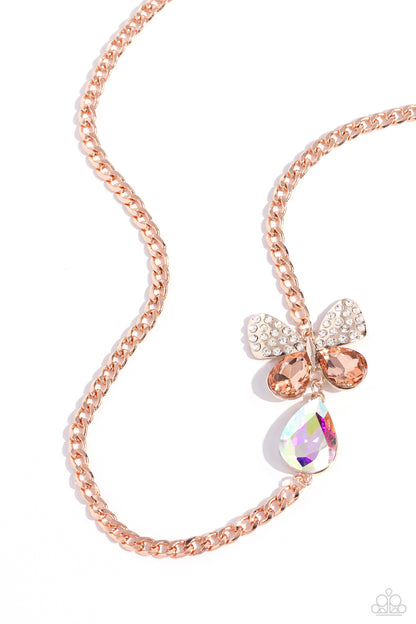 Fluttering Finesse - rose gold - Paparazzi necklace
