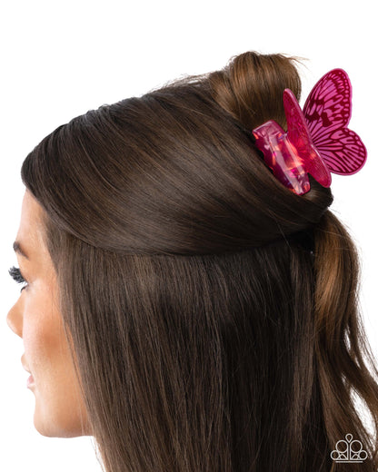 Fluttering Focus - pink - Paparazzi hair clip