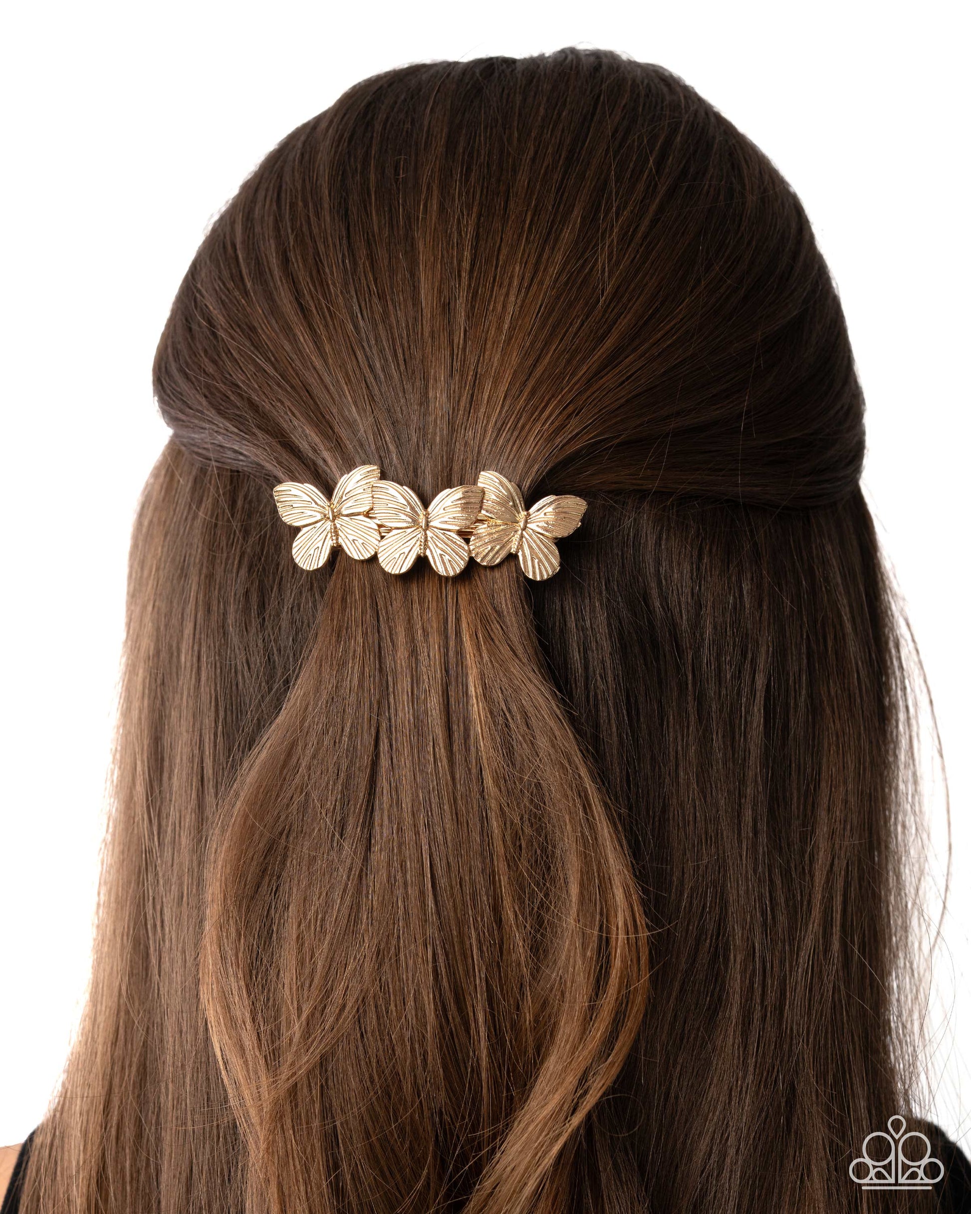 Fluttering Folklore - gold - Paparazzi hair clip
