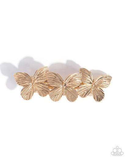 Fluttering Folklore - gold - Paparazzi hair clip