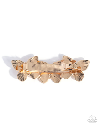Fluttering Folklore - gold - Paparazzi hair clip