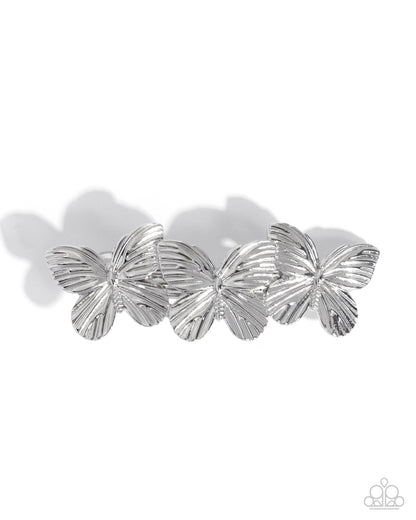 Fluttering Folklore - silver - Paparazzi hair clip
