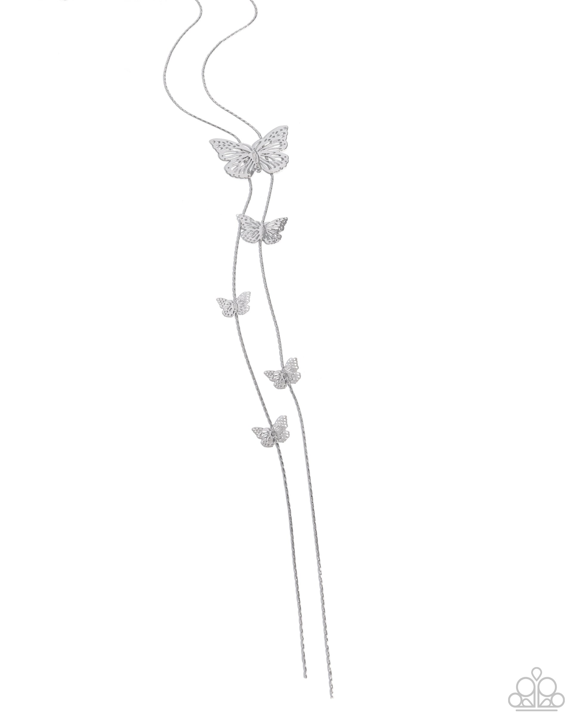 Fluttering Freestyle - silver - Paparazzi necklace