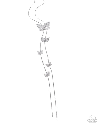 Fluttering Freestyle - silver - Paparazzi necklace