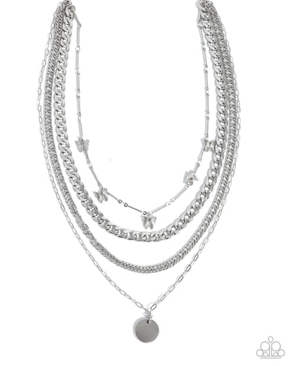 Fluttering Fringe - silver - Paparazzi necklace