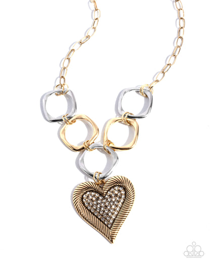 Focused Affection - gold - Paparazzi necklace