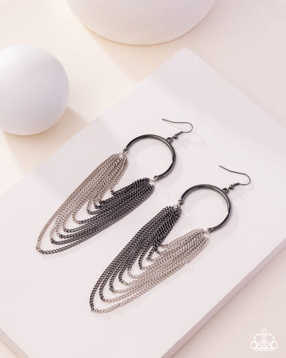 Focused Fringe - black - Paparazzi earrings
