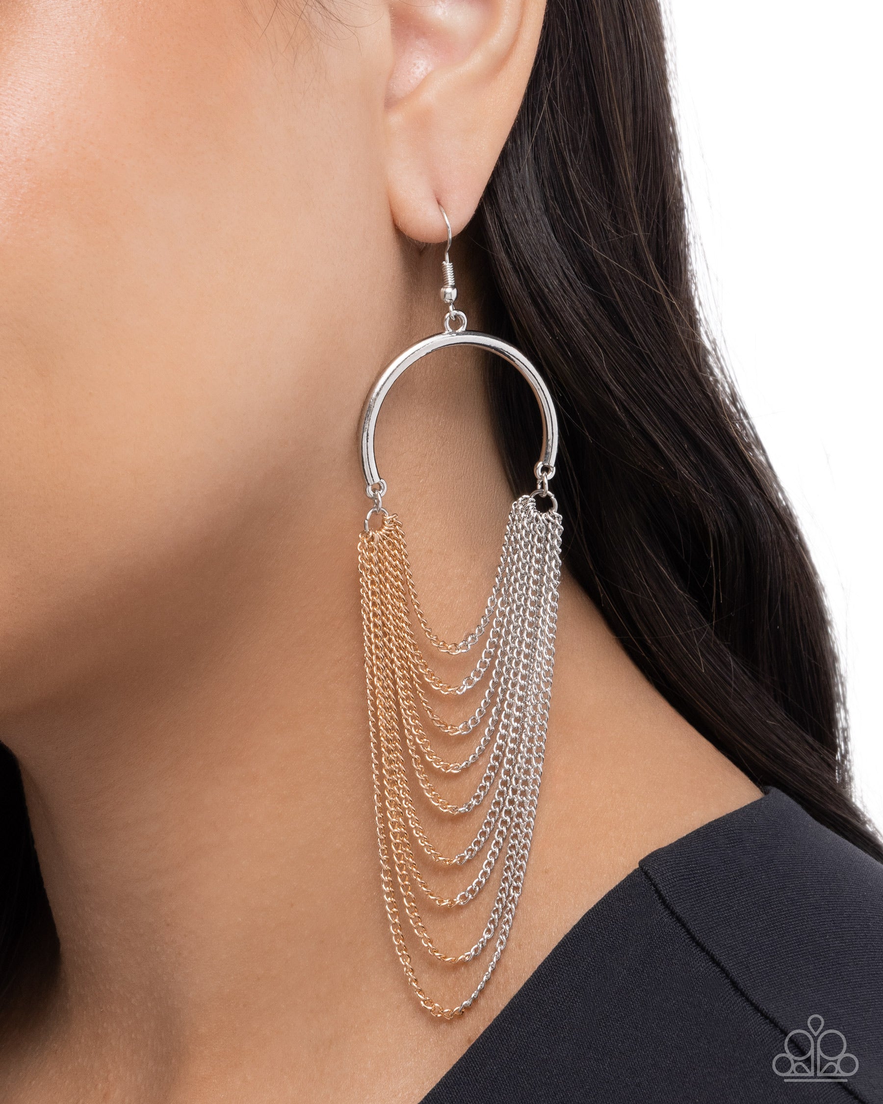 Focused Fringe - silver - Paparazzi earrings